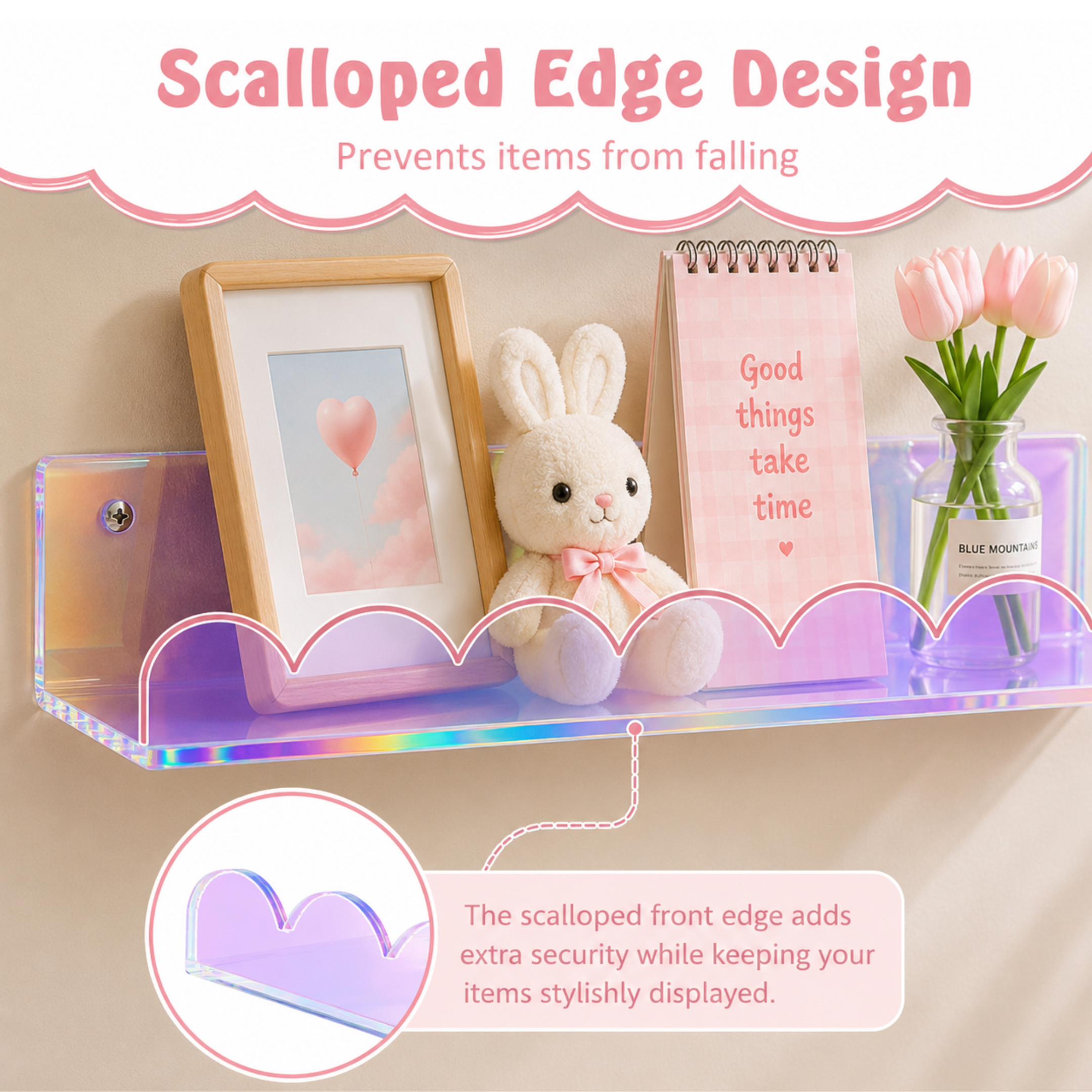 Acrylic Iridescent Rainbow Shelves