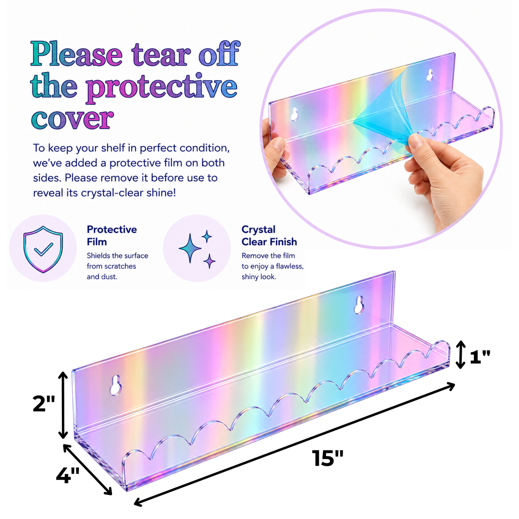 Acrylic Iridescent Rainbow Shelves