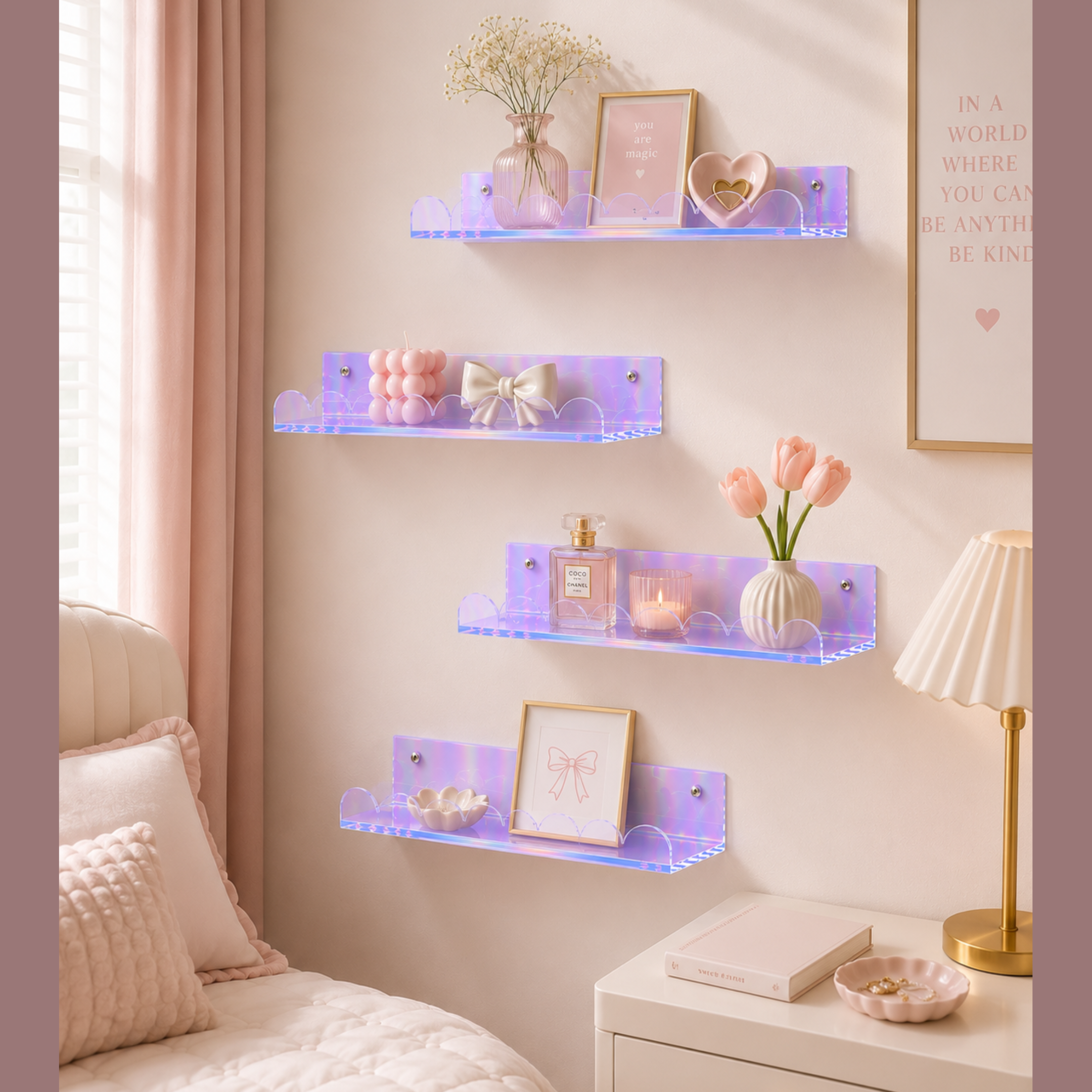 Acrylic Iridescent Rainbow Shelves